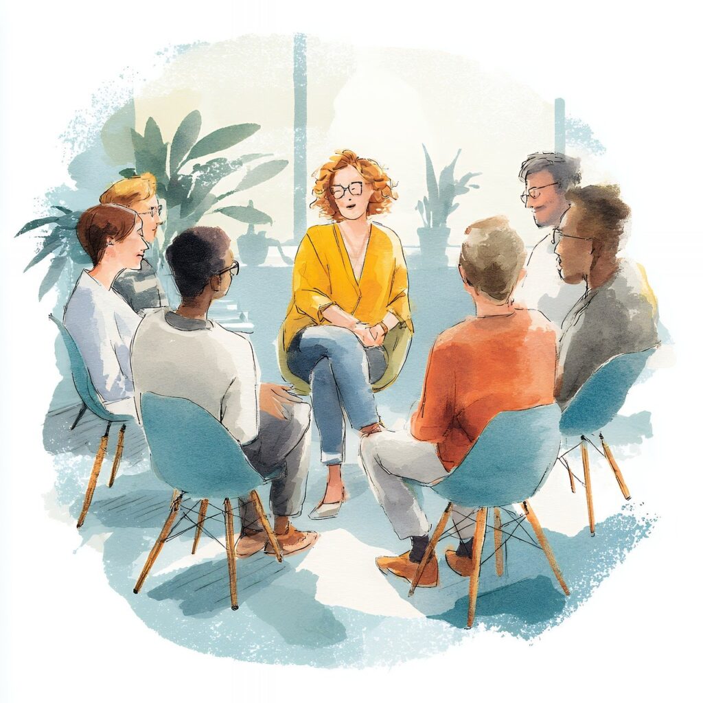 people having conversations in the office